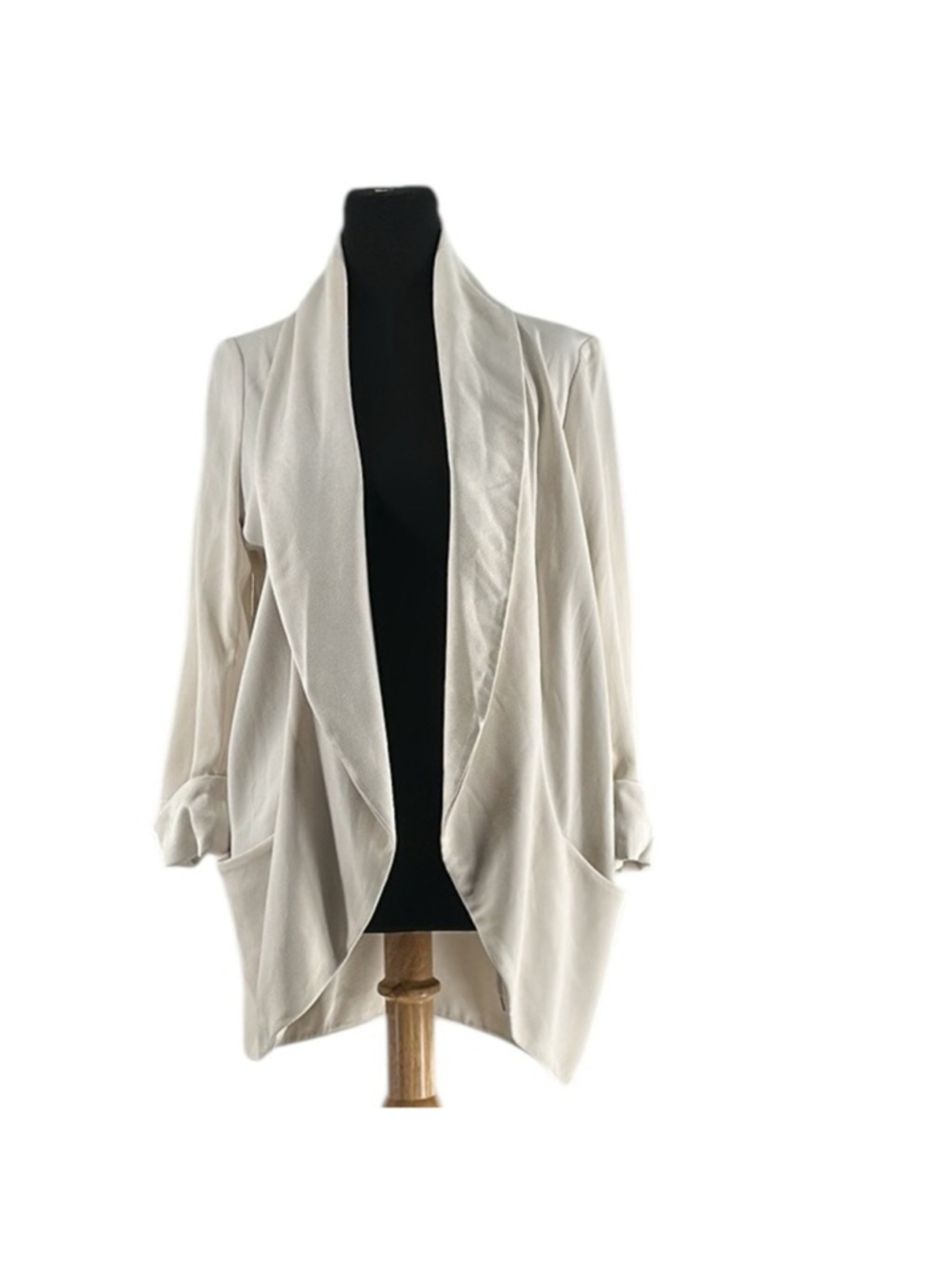 Aritzia Wilfred Chevalier Blazer ivory satin look lapel Jacket Size 4